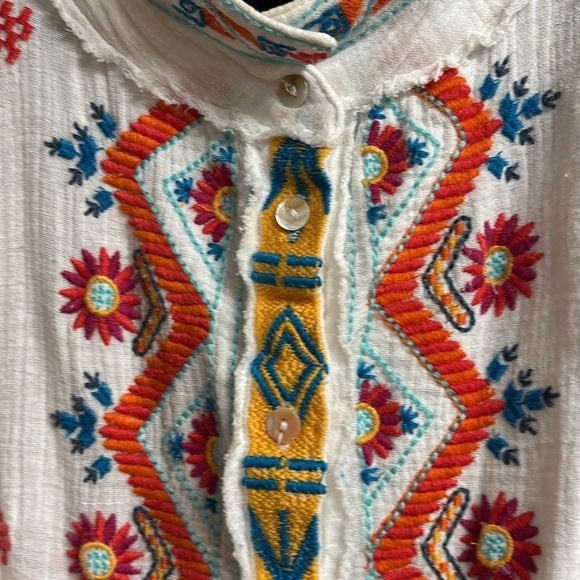 Kyla Seo Button Up Oversized Shirt White/Ivory Boho Chic 100% Cotton Size XS - Picture 3 of 15